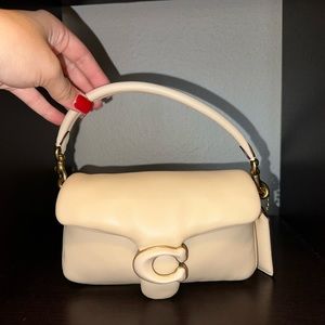 COACH Pillow Tabby 18 Ivory with Crossbody Strap